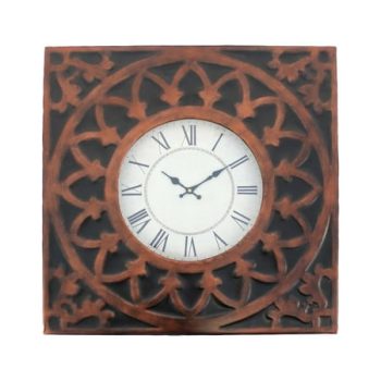 Vintage Antique Cast-Iron Craft Metal Wall Clock - 22.75 x 22.75 x 2, Bronze