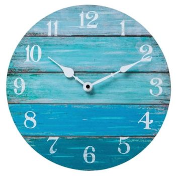 Wall Clock - Beach Themed Blue Wall Clocks Battery Operated Silent Non-Ticking, Vintage Round Rustic Coastal Nautical Clock Decorative for Home Kitchen Living Room Office - style:style2