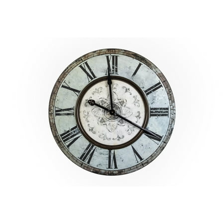 Woven Paths 29 Round Wood Wall Clock in Distressed Mint Finish