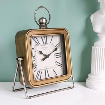 YOUKI Metal Digital Clock,Desk Shelf Clocks,Clock for Bedroom,Battery Operated with Antique Finish,No Ticking Large Display, Clock for Living Room Bathroom Office,Gold