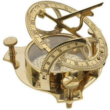 3 Sundial Compass - Solid Brass Sun West London Etched on the Compass BYTHORINTSRUMENTS