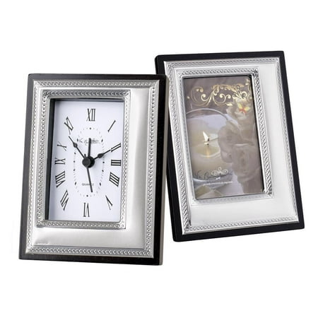 5th Avenue Collection Tabletop Clock with Matching Picture Frame (3.5 x 1 x 5 Square corners)