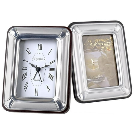 5th Avenue Collection Tabletop Clock with Matching Picture Frame (4 x 2 x 5 Rounded corners)