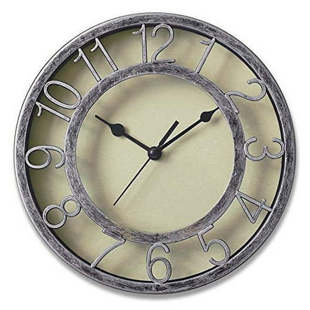 8 Silver Silent Wall Clock Non-ticking Wall Clock Round Ready to Hang Decor Wall Clock With Plastic Bezel