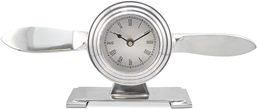 Abstract Airplane Propeller Desk Clock - Polished Aluminum