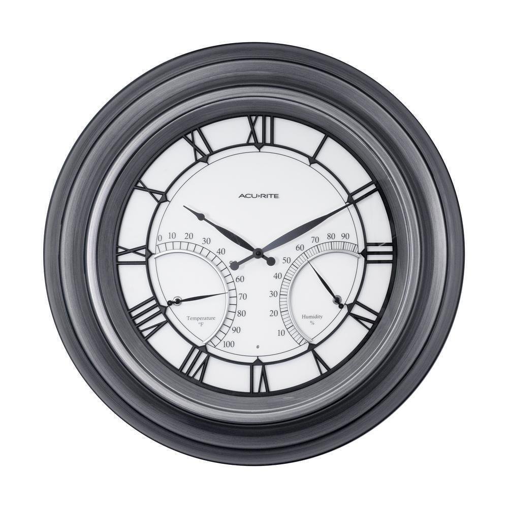 AcuRite Outdoor Decor 24" LED-Illuminated Indoor/Outdoor Wall Clock Pewter