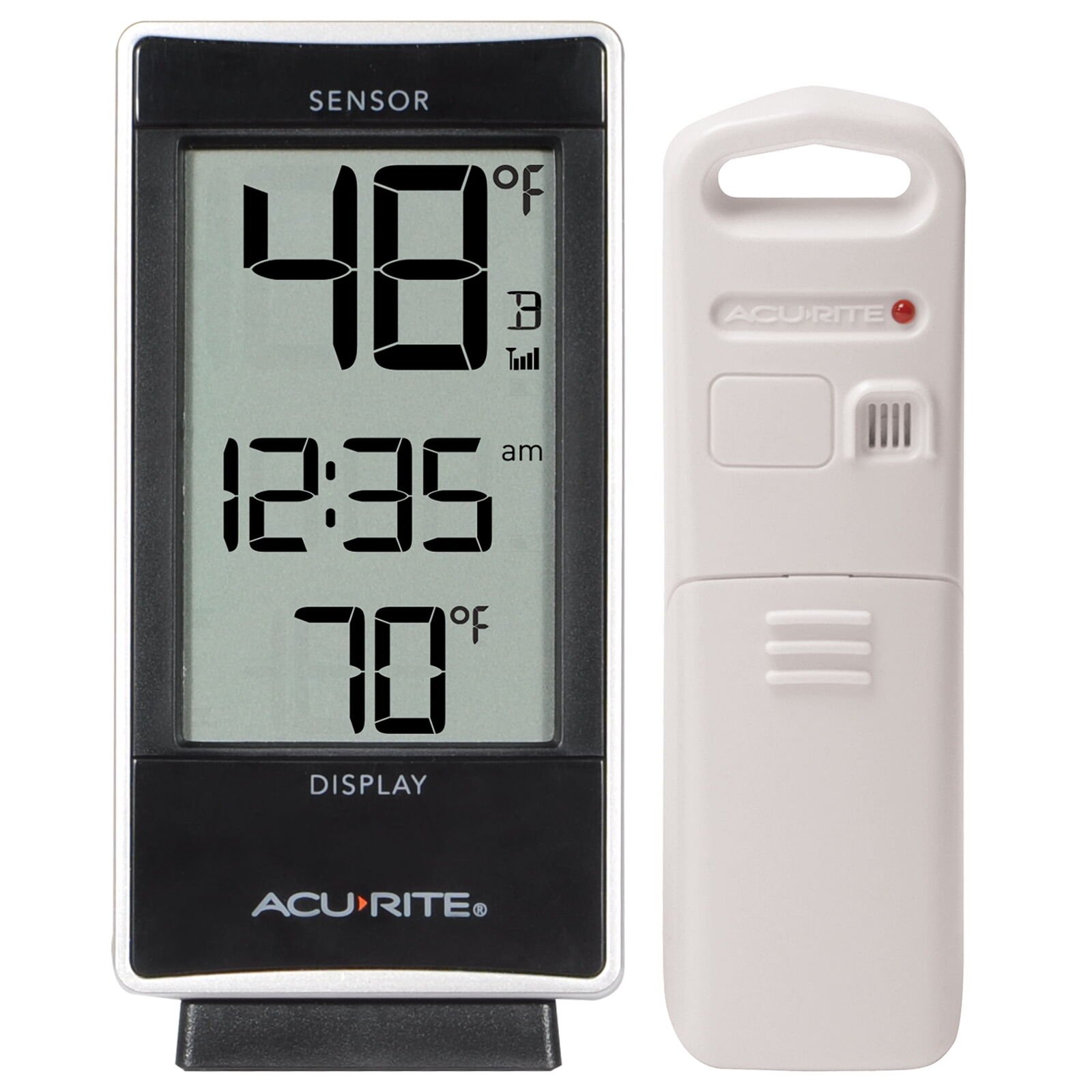 AcuRite Plastic Indoor and Outdoor Thermometer with Temperature and Clock 02059
