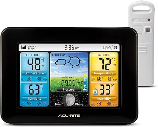 AcuRite Wireless Home Weather Station with Color Display, Indoor Outdoor Thermometer and Temperature Sensor