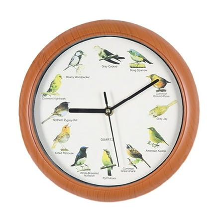 AFQH 10inch Quartz Singing Bird Wall Clock with Names Songs For Home decoration