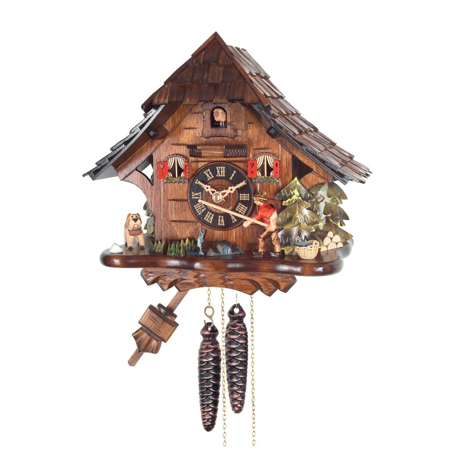 Alexander Taron Engstler Cuckoo Clock 1 Day Fishing 10"