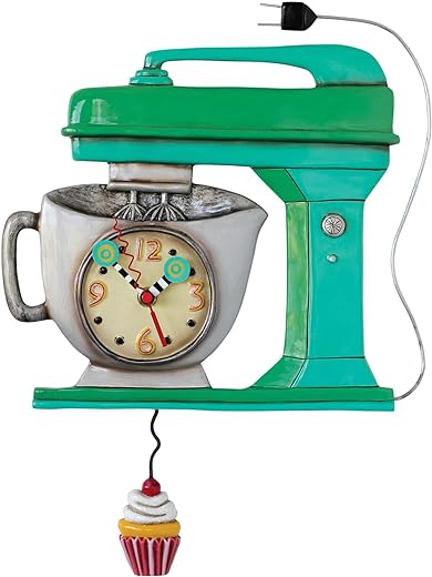 Allen Design P1370 Vintage Green Mixer Pendulum Wall Clock 16.5"