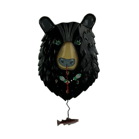 Allen Designs Burly Bear Whimsical Bear Face Pendulum Wall Clock