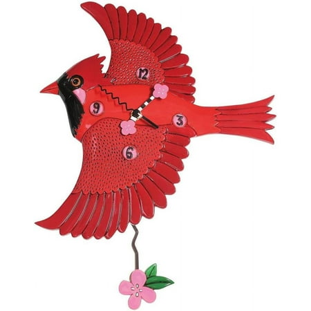 Allen Designs Cardinals Song Wall Clock 12.6 X 12.2 Inch Red