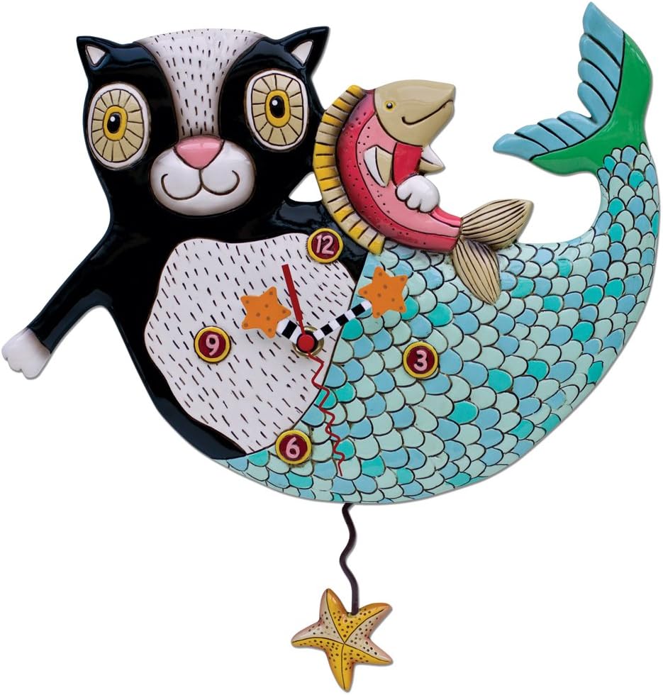 Allen Designs Mermaid Cat Mercat Pendulum Clock