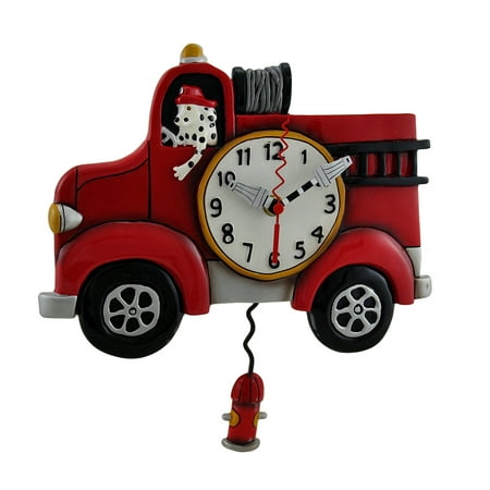 Allen Designs Red Fire Engine Pendulum Wall Clock 13 in.