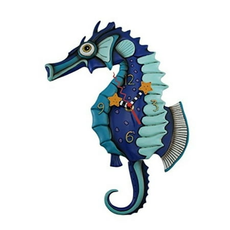 Allen Designs Salty Seahorse Blue Pendulum Wall Clock