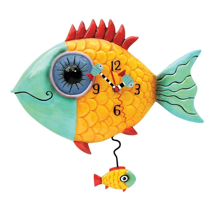 ALLEN DESIGN WALL CLOCK P8056 "WIDE -EYED FISHY CLOCK"