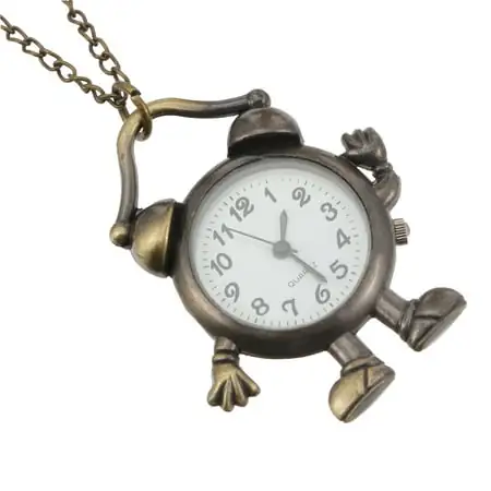 Alloy Pocket Watch Mini Alarm Clock Antique Case Arabic Necklace Retro Quartz Man