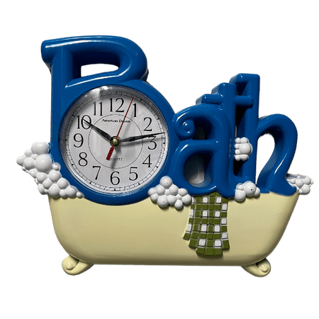 American Dream Bathroom Wall Clock, Bath Tub, Blue