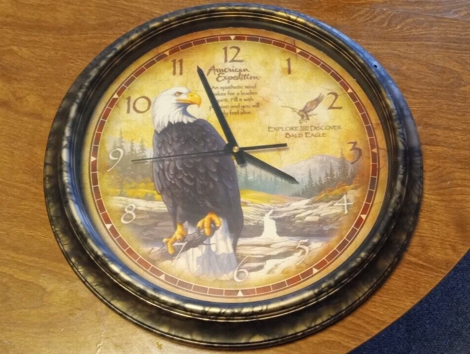 American Expedition 16" Wall Wildlife Clock - "BALD EAGLE " Works - AA Battery