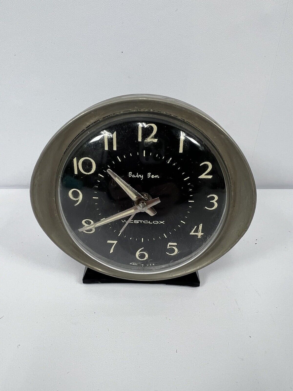 Antique Baby Ben Westclox Alarm Clock Black and Silver