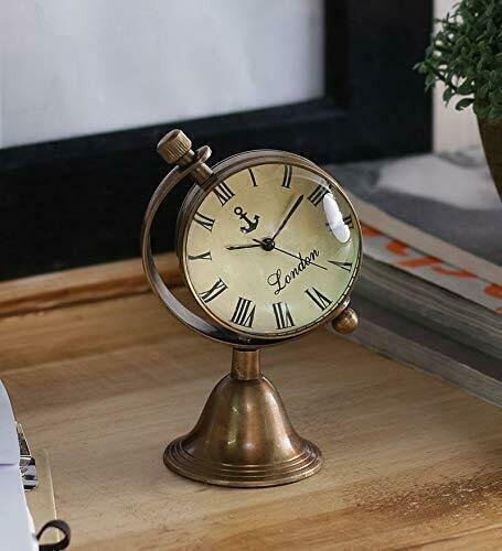Antique Brass Analogue Clock Small Table Top Clock Vintage Look Decor Gift