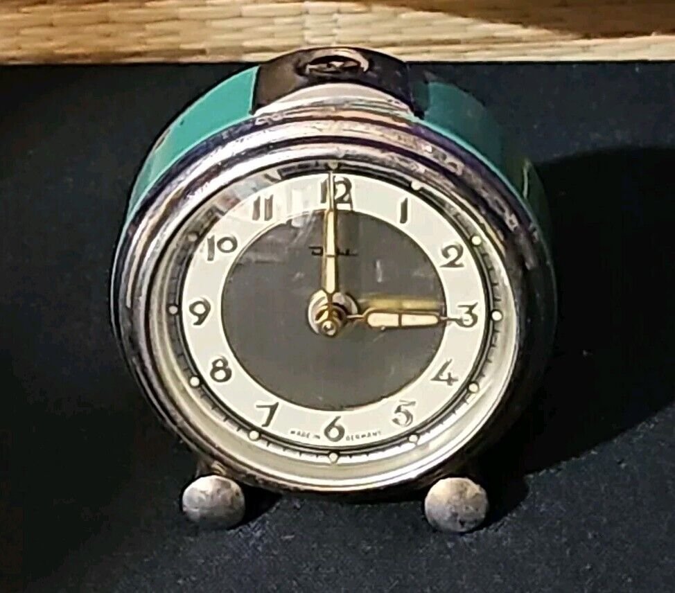 Antique Diehl Diletta Wartime WW2 Steel Housing Alarm Clock Working Read Descrip