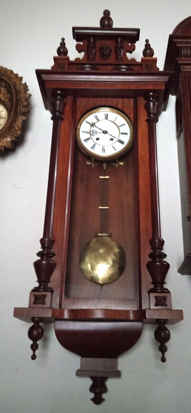 Antique German Lenzkirch Vienna Regulator Wall Clock 15-Day, Time/Strike