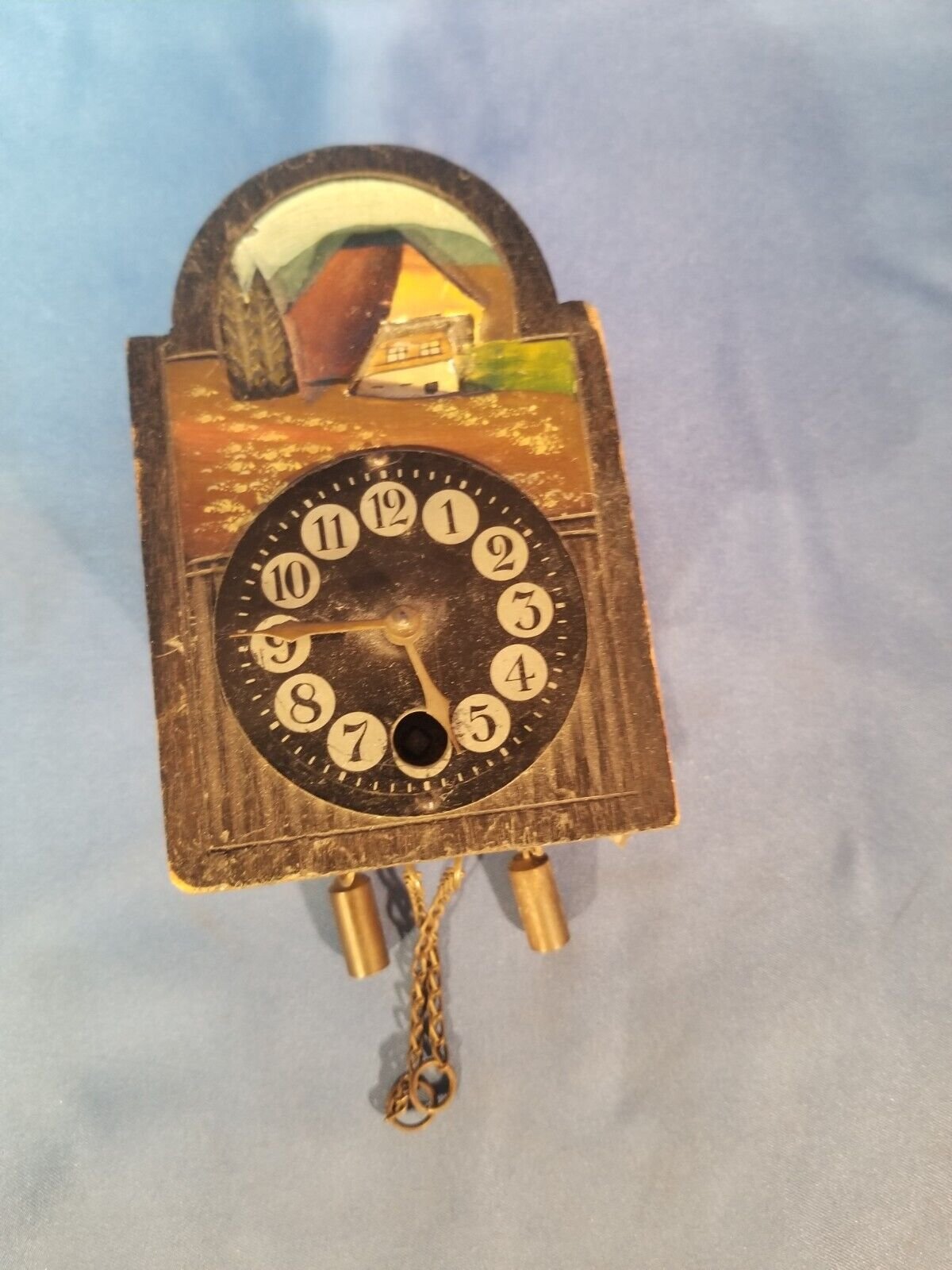 Antique German Miniature Decorative Wall Clock Doll House