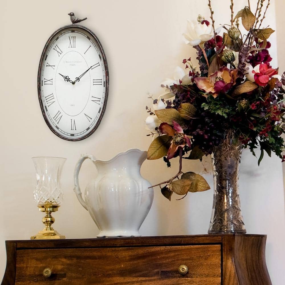 Antique Oval Bird Clock