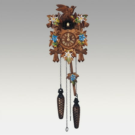 Anton Schneider 9 Inch Quartz Handpainted Flowers Black Forest German Cuckoo Clock