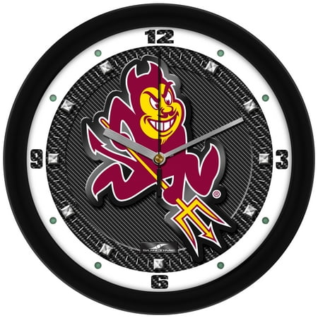 Arizona State Sun Devils 11.5'' Suntime Premium Glass Face Carbon Fiber Wall Clock