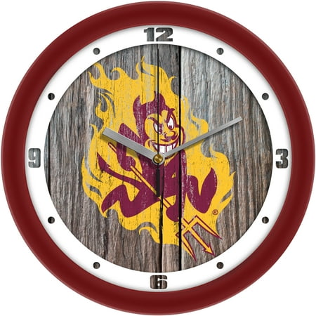 Arizona State Sun Devils 11.5'' Suntime Premium Glass Face Weathered Wood Wall Clock