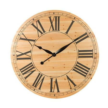 Aspire 8231 48 x 48 x 1.5 in. Renata Oversize Shiplap Quartz Wall Clock, Walnut