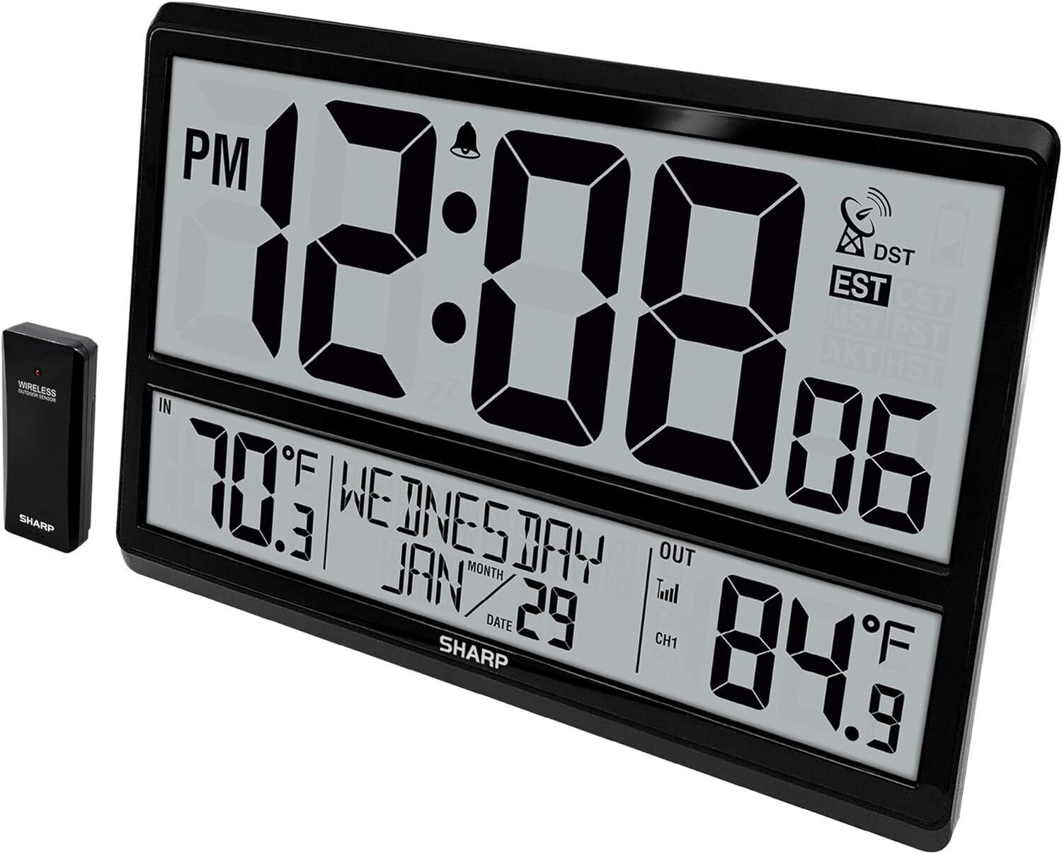 Atomic Clock-Indoor/Outdoor Temperature,Wireless Outdoor Senso -Battery Powered