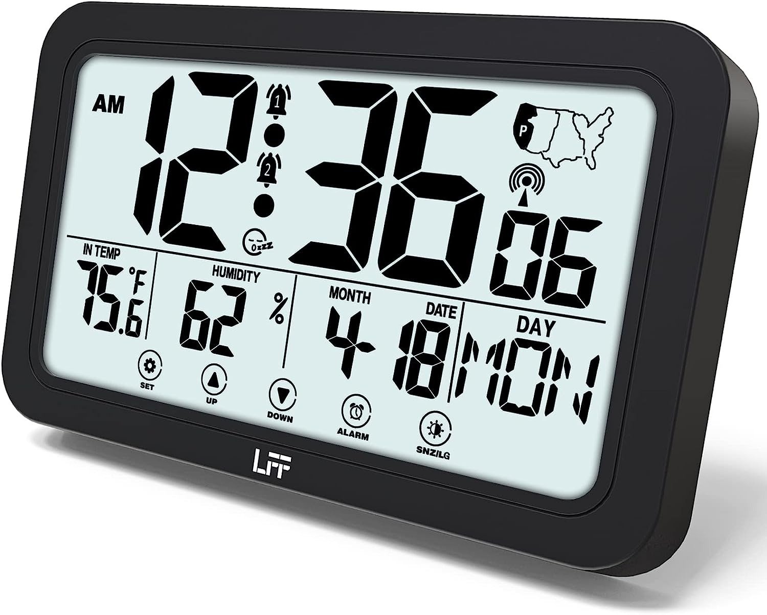 Atomic Clock, Indoor Temperature and Humidity, Backlight, Battery Operated
