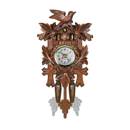 AURIGATE Traditional Black Forest Cuckoo Clock, Newly Wood Coo Coo Clock Decorative Wall Clock with Pendulum and Chiming Function - Perfect Wall Clocks for Home Livingroom Decor