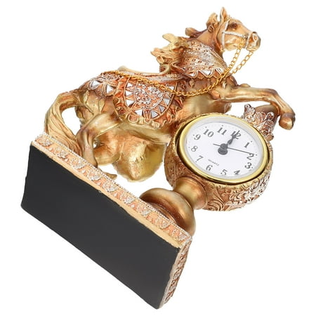 Auspicious Horse Clock Antique Alarm Home Decoration Clocks Resin Timepiece Adornment Crafts Office