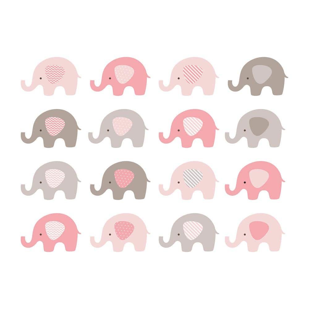 Baby Pink Elephant Wall Mural