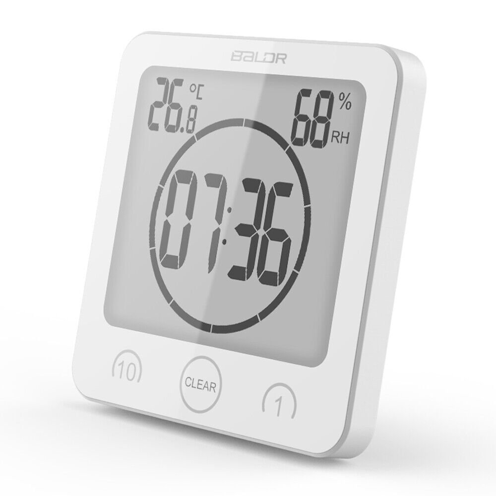 Baldr Digital Waterproof Shower Clock Bathroom Clock Countdown Timer for Kitchen