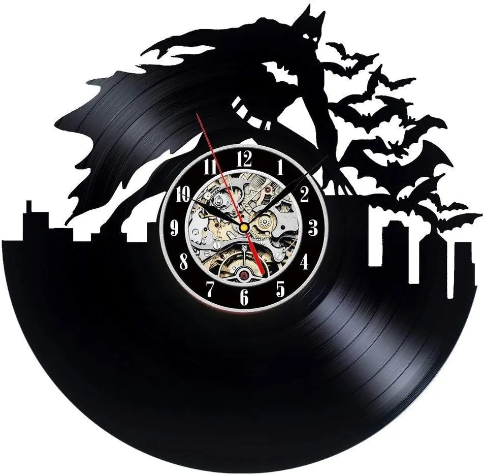 Batman Wall Art Vintage Wall Clock DC Comics Art Retro Vinyl Record Clock Batman Decals Gift Idea Batman Wall Clock Large Decorations for Party Batman LP Clock DC Comics