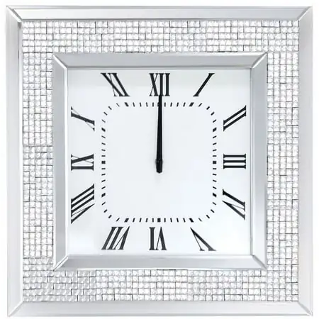 Benzara White Silver Analog Contemporary Wall Clock, BM184767