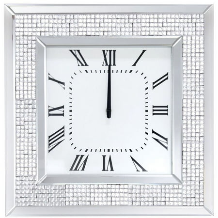 Benzara White Silver Analog Contemporary Wall Clock, BM184767