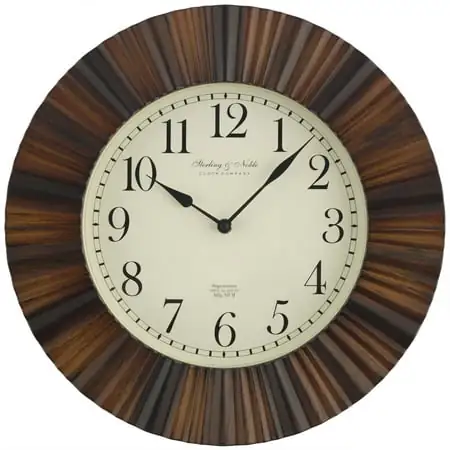 Better Homes & Gardens Indoor 15.5 Brown Traditional Arabic Ripple Frame Analog Wall Clock