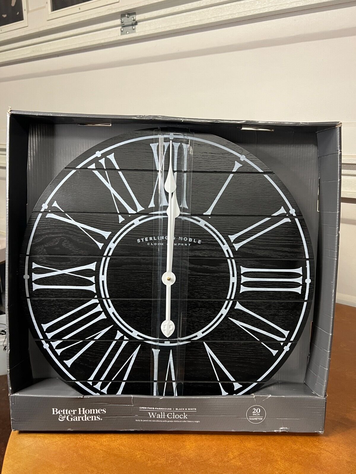 Better Homes & Gardens Round Analog Modern Farmhouse Wall Clock Black & White Ro
