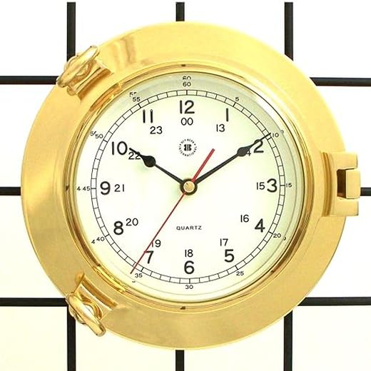 Bey-Berk International Brass Porthole Clock - Tarnish Proof