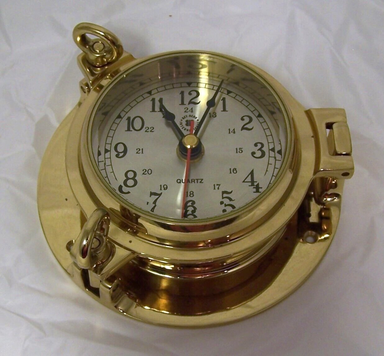 Bey-Berk International Brass Porthole Quartz Clock Nautical Sea Ocean Analog
