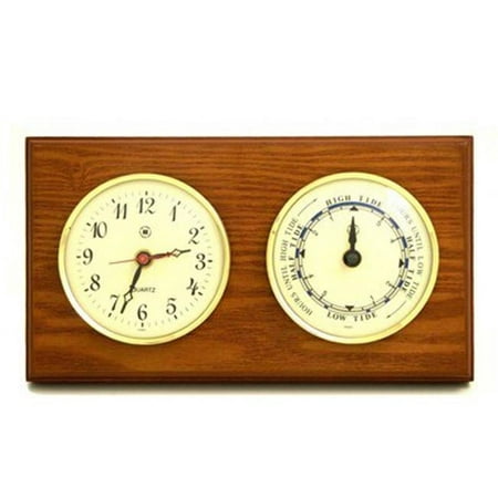 Bey-Berk International Quartz Clock & Tide Clock - Oak Wood