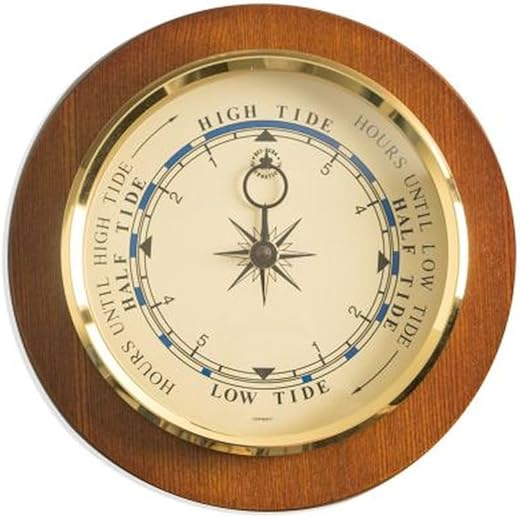 Bey Berk Tide Clock On 9 Cherry Wood with Brass Bezel