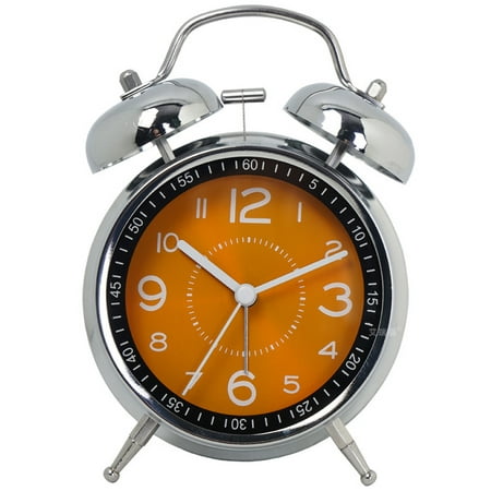 Big Ben Twin Bell Alarm Clock | Loud Alarm Clock for Heavy Sleepers | Battery Operated Analog Clock with Backlight for Bedside Table, Kids Room, Desk | Aesthetic Room Décor,orange，G190538